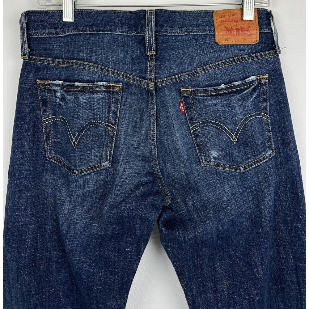 Levi's Original 501 Women’s Size 29 Mid Rise Blue Distressed -Relaxed Straight